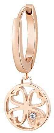 Brosway Orecchino Singolo A Cerchio Donna In Acciaio Con Simbolo Quadrifoglio, Orecchino Singolo Donna Collezione Chakra - BHKE003