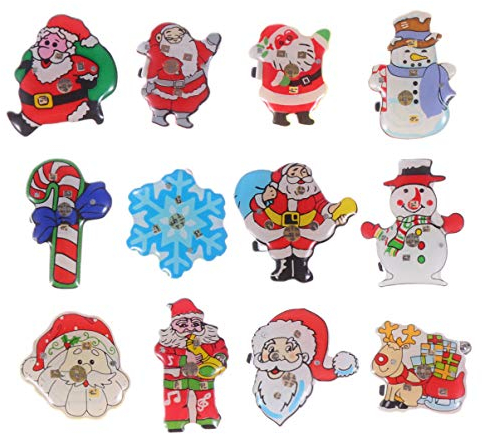TOYANDONA 25 Stück Weihnachtsbrosche Pin Leuchten Weihnachtsmann Schneemann Schneeflocke Weihnachtsfeier Gefälligkeiten für Weihnachtsdekorationen (Zufälliger Stil)