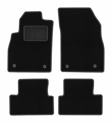 Velours-Fußmatten passend für Chevrolet Cruze 2008-2016, Schwarz, LUX | passend für Schrägheck/Limousine/Kombi; Velours-Teppich (Polypropylen), ca. 6,5 mm; rutschfest, runde Befestigungen (Typ OP)