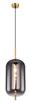 LED Pendelleuchte mit Rauchglas Lampenschirm Ø22cm, Messing