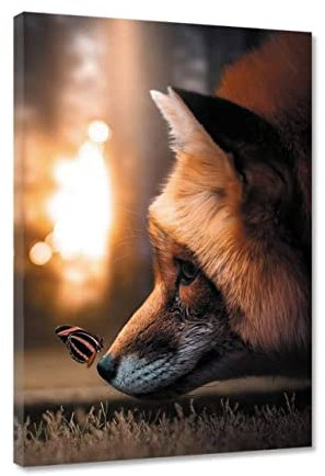 Hustling Sharks® Tierbilder auf Leinwand als XXL Wandbild Der Fuchs - Hochformat (30x45cm), Tierbilder auf Leinwand, Wandbild Tiere, Bilder Deko Wohnzimmer, Wandbild Schlafzimmer, Tier Bild