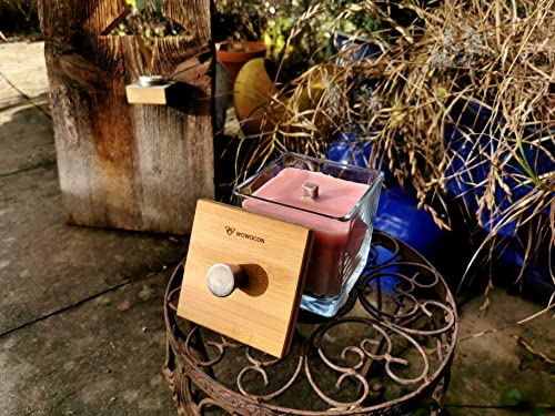 Wachsfresser Schmelzlicht Kerzenfresser WOWOCON®|12x12x12cm|Glas Klar|Outdoor Kerzen Dauerdocht 10mm Tischfeuer Gartenkerzen wiederbefüllbar lange Brenndauer nachhaltig Wachs Kerzenreste schmelzen