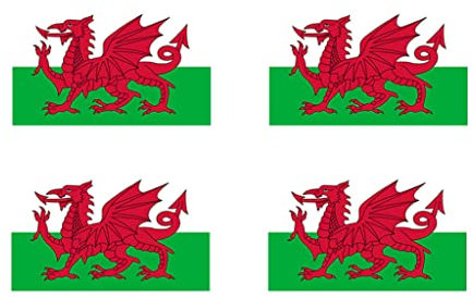 Set of 4 Welsh Flag Temporary Tattoo Waterproof Lasts 1 week Wales dragon Flag rugby