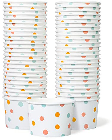 Lot de 50 coupes à glace en papier, pois pastel, 255 g
