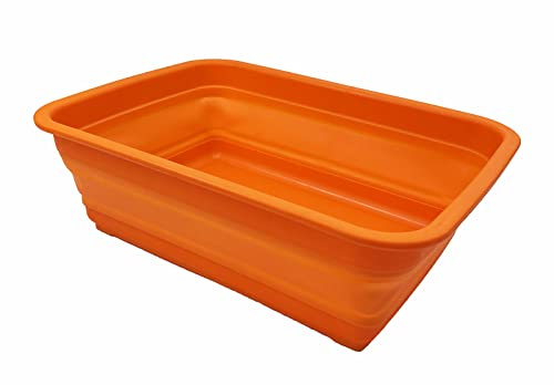 SAMMART 8L zusammenklappbare Wanne – Faltbare Geschirrwanne – tragbares Waschbecken – platzsparende Kunststoff-Waschwanne (Orange)
