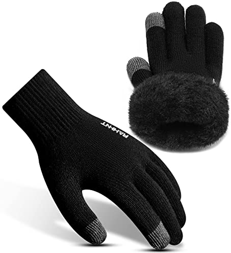 Rahhint Winterhandschuhe Herren Damen Touchscreen Thermohandschuhe Warme Wollstrickhandschuhe mit Fleecefutter