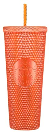 Starbucks Trinkglas mit Nieten, limitierte Auflage, Orange Pearl, Halloween 2022, Venti, 680 ml