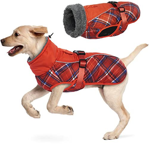 Wasserdichter Hundemantel Winter Warme Hundejacke, Hundebekleidung Outfit für kleine mittel große Hunde, Hundepullover mit Sicheren Reflexstreifen für Labrador Chihuahua Französische Bulldogge