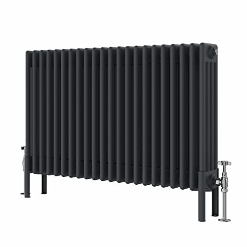WarmeHaus 600x1010mm Horizontal Traditional 4 Column Anthracite Cast Iron Style Radiator Central Heating