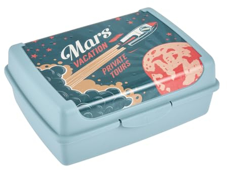 keeeper Handliche Box für Essen, 1 l, Brotdose / Lunchbox, 17 x 13 x 7 cm, Design Space Tour, Carla Midi, Blau (Nordic Blue)