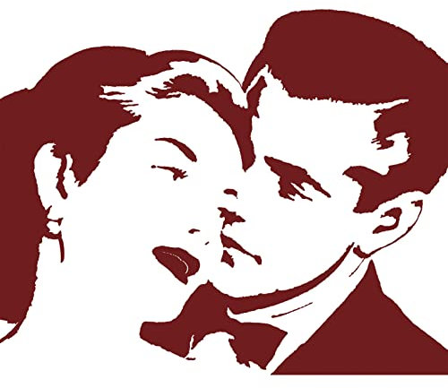 Papier peint intissé 270x250 cm, années 70 - Couple d'amoureux s'embrassant pour décorer votre intérieur.