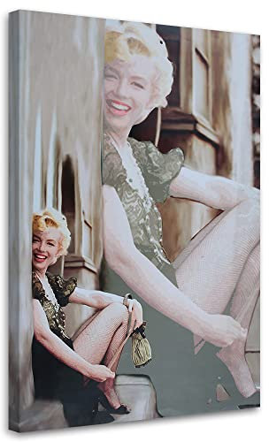 Feeby Bilder 30x45 cm Schauspielerin Marilyn Monroe 1 tlg Modern Wandbilder Leinwandbilder Bild auf Leinwand Kunstdruck Wand Bild Wanddeko Design Flur Büro Küche Wohnzimmer Hollywood Film mehrfarbig