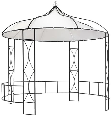 JUNZAI Belvédère de Jardin Pavillon de Jardin Tonnelle de Jardin Pergola Pavillon d'Extérieur Belvédère 300 x 290 cm Blanc Rond