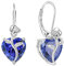 FJ Herz Ohrringe Damen Tansanit Dezember Geburtsstein 925 Sterling Silber Hängend Rose Blume Schmuck Geschenke für Frauen Mutter Freundin Mama