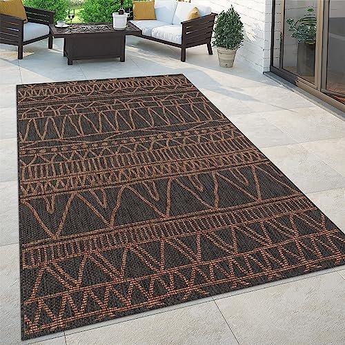 Paco Home Outdoor Teppich Flachgewebe mit Palmen- & Boho-Muster in Sisaloptik Modern langlebig, robust & wetterfest Ideal für Terrasse, Garten & Balkon, Grösse:200x280 cm, Farbe:Natur