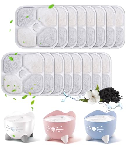 Zawaer Filtros De Fuente,16 PCS Filtro para Bebederos Fuente Compatible con La Fuente para Mascotas Pixi,Filtros Fuente Gatos con Resina Activada por Carbono Tres Capas Sistema De Filtración.