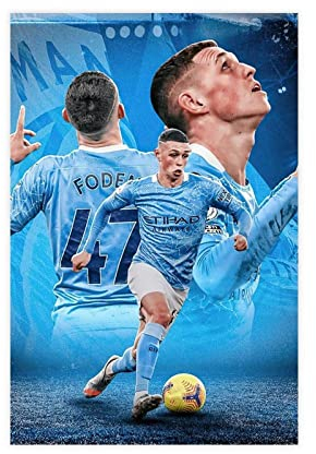 Phil Foden Sportposter auf Leinwand, Poster, Wandkunst, Dekor, Bild, Gemälde für Wohnzimmer, Schlafzimmer, Dekoration, ungerahmt, 30 x 45 cm