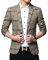 Ying Sakko Herren Slim Fit Mode Kariert Anzug Jacke Männer Casual Gutaussehend Revers Blazer Herren Gentleman Business Longsleeve Anzug Herren B-Khaki M