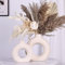 Beige Keramikvase 2er-Set, runde, Hohle, Matte Donut-Blumenvasen, Moderne Boho-Pampasgras-Dekovase für Hochzeit, Wohnzimmer, Büro, Eingang, Kaminsims, Esstisch, Regal-Dekovase
