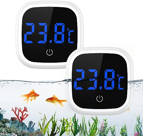 Ankilo Aquarium Thermometer, Aquarienthermometer Digital mit Touch Screen,LED Kabelloses Temperaturmessgerät, Marine Thermometer,Digitales Wasser Thermometer für Süßwasser Meerwasser Reptilien 2Ber