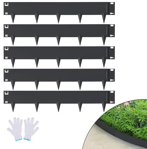 VEVOR Rasenkante 8 cm x 5 m (5er-Set) Rasenkantenband aus Stahl Beeteinfassung Beetumrandung Mähkante Geeignet für Außengärten, Wege, Rasenflächen, Innenhöfe, Straßenränder und mehr
