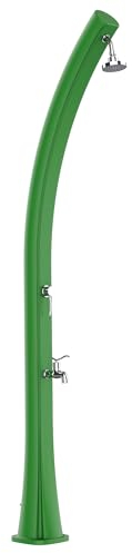 MPC Doccia Rio – Solardusche in RAL 3028 Grün aus hochwertigem HDPolyethylen 226 cm hoch mit 25 Litern Tank runder Duschkopf 10 cm ideal für Garten und Außenaktivitäten