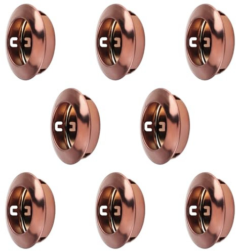MOROBOR 8 Pack Closet Door Finger Pull, Round Flush Handle Stainless Steel Sliding Barn Door Pulls Recessed Kitchen Cabinet Handles Pocket Doors Handles Invisible Doors Handle (Bronze)