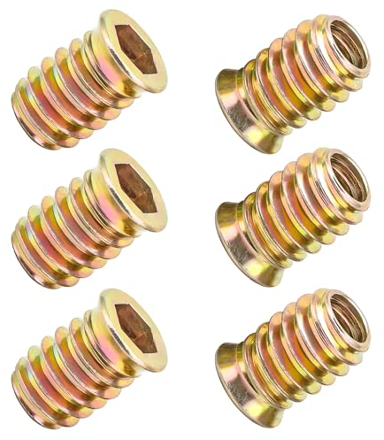 Qrity 20 Pezzi Dado Esagonale Inserti, Inserti Filettati, M5x10mm Manicotti Filettati, Inserto in Legno per Dadi, per Mobili in Legno