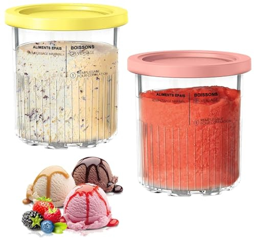 Huahuanghui Eisbehälter, 2x 680 ml, BPA-frei, für Nja Creami Eismaschine, NC501/NC500 Serie, mit Deckel, Spülmaschinengeeignet