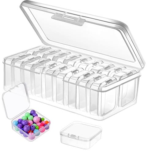 19 Stück Kleine Aufbewahrungsbox, 1 Große Aufbewahrungsbox und 18 Kleine Aufbewahrungsboxen mit Klappdeckel für Aufbewahrung von Schmuckstücken Perlen Pillen und Anderen Kleinigkeiten
