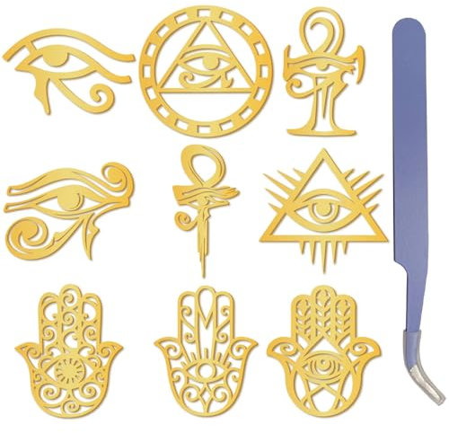 craspire 9 Stück Goldmetallaufkleber Auge des Horus Aufkleber Mit Pinzette Orgonit-Aufkleber Wasserdicht Selbstklebend Dekorieren Aufkleber Abziehbilder Für Sammelalben DIY Kunstharz Kunsthandwerk