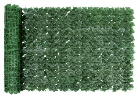 Erweiterbares Rankgitter für den Garten, 200 x 40 cm, erweiterbarer Gartenzaun mit künstlichem Efeu und violetter Blume, Gartengrün-Hintergrunddekoration (1 Stück - a)