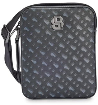 BOSS Herren B ICON Reporter-Tasche mit Monogramm-Muster und Signature-Details aus Metall Dunkelgrau Stck