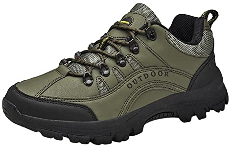 Trekkingschuhe Joggingschuhe Herren Mode Sommer und Männer Turnschuhe Wanderschuhe rutschfeste Sohlen Dicker Boden Mesh Atmungsaktiv Lässig Schnüren Tischtennis Schuhe Herren (Army Green, 43)