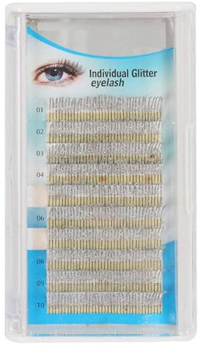 Extension de Cils à Paillettes 0,15 Mm, Boucles C, Individuels, Faux Cils Brillants (argent)
