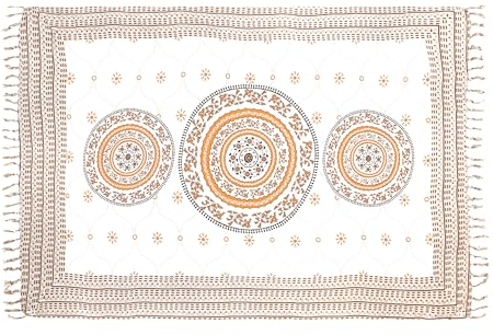 SAIVONA Sarong Pareo Damen Mandala Fransen Viskose Strandtuch Wickeltuch Wickelrock Strandrock Wickeltuch Bikini Cover Up für Badeanzug - Boho Style Weiß Bunt Pink