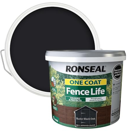 Ronseal One Coat Fence Life 9L - Tudor Black Oak