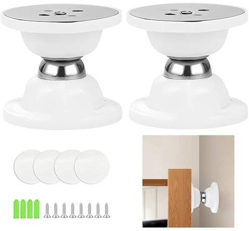 2 PCS Magnetic Door Catch, RV Door Latch Silicone Door Holder Magnetic Door Stop, No Drilling Door Stop Magnetic, Magnetic Fire Door Retainer, for Motor Home Camper Boat Compartments(White)