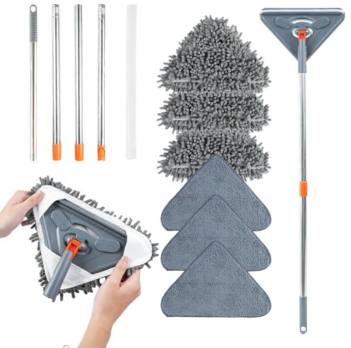 Mocio da parete da 215 cm, con manico lungo, mocio per la pulizia delle pareti del soffitto, scopa per la pulizia delle pareti, rimuove facilmente lo sporco di finestre, pavimenti, ventilatori a