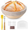 HaWare Gärkörbchen, 23cm Gärkorb Rund Brot Set mit Futter, Bäckermesser, Teigschaber und Backpinsel, Sauerteig Brotkorb Backen Zubehör für Heim- und professionelle Bäcker, Gesund & Ungiftig