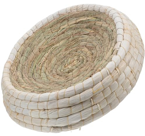 Happyyami Nid Tissé en Herbe pour Oiseaux, Base Plate, 1 Pièce | Réutilisable et Facile à Nettoyer, Forme Ronde, Accessoire de Cage, Usage Jardin, 40cm