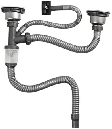 LOVIVER Manguera de drenaje para fregadero de cocina, doble fregadero, flexible, repuesto universal, tubo de drenaje para desagüe de residuos para