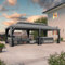 PURPLE LEAF Gartenpavillon 3.65 X 7.32 m Wasserdicht Stabil Winterfest Aluminumrahmen Hardtop Pavillon mit Festem Dach für Carport, Hellgrau