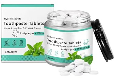 Chewable Toothpaste Tablets,Toothpaste Whitening,Helps Maintain Healthy Gums, Strengthens & Whitens Teeth,Fresh Breath,Travel Mouthwash Tablets Peppermint