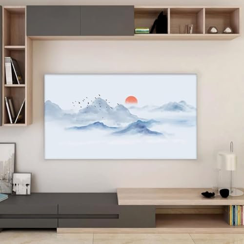 Couverture De Protection D'écran Intérieure pour LED LCD Ordinateur TV Moniteur Couverture De Protection Paysage Impression Tissu élastique Mural étanche TV Ca(Size:40-43IN(W90-99H52-65CM),Color:B)