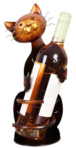 Gazocua Wine Bottle Holder, Cat Wine Bottle Holder, Decorative, Cat Shaped Wine Rack Holder, Cat Sculpture Water Bottle Organiser for Cabinet, Collectible Animal Figurines Home Decorations