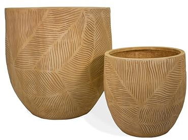 NATINDESIGN Terracotta Blumentopf 2er Set XXL Sandstone Serenity Blumentopf Groß für In- und Outdoor | Bali, Indonesien, Mediterran Stil | Terrakotta Töpfe Groß Design Töpfe Terracotta Optik