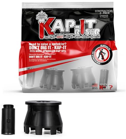 Kap-It Pop-Up Sprinkler Riser Extension - 1.5 Inch Height, No-Dig, Stackable - Easy Installation - Sprinkler Parts Compatible with Most Brands - Black 2 Pack