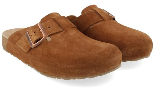 HAFLINGER Porto Eleganter Clog aus Leder Gummisohle und Kork Latex Fußbett Hausschuh Unisex