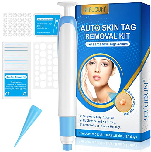 Skin Tag Remover Pen Kit for 4-9MM Size with 30Pcs Removal Rubber Bands, Drug-Free & Safe, Painless & Easy to Use (Blue)